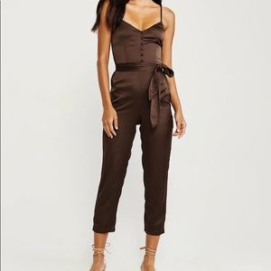 Abercrombie and Fitch Satin Button Front Jumpsuit